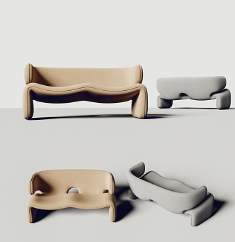 modern shaped sofa double sofa chair 3d model