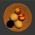 Colorful Fresh Fruits Arranged On Orange Ceramic Plate With Black Yellow And Red Varieties