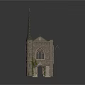 Gothic Church Building Featuring Tall Spire Gothic Window Stone Structure And Ivy On Archway Entrance