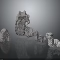 3D Rendered White Marine Animal Sculptures Featuring Seahorse Anemone And Worm