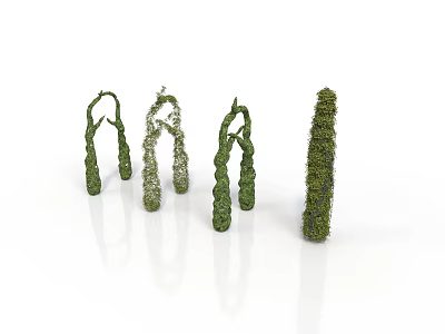 Various Shaped Green Topiary Hedge Sculptures For Landscape Garden Design 3d model