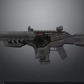 Futuristic Sci Fi Rifle With Advanced Mechanical Structure Tactical Scope And Metallic Gray Finish