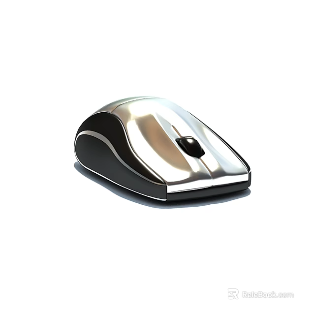 Sleek Modern Computer Mouse With Silver Black Finish And Ergonomic Design 3d model 