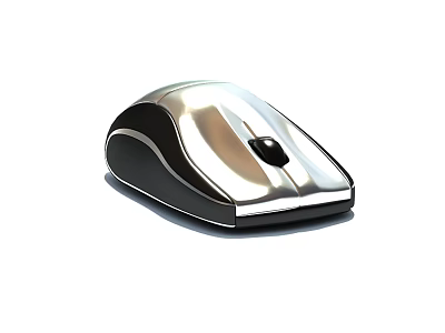 Sleek Modern Computer Mouse With Silver Black Finish And Ergonomic Design 3d model