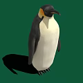 Emperor Penguin With Black And White Feathers And Yellow Neck Patch On Green Background