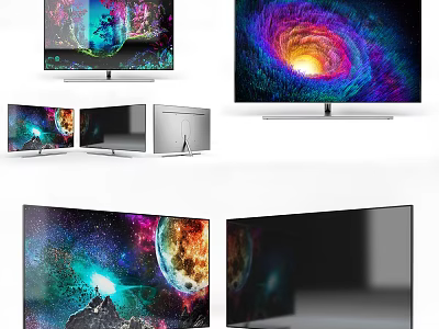Modern Sleek TVs With Vibrant Colorful Screens And Multiple Angle Views 3d model