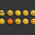 Collection of Colorful Emojis With Various Expressions Like Smile Sunglasses And Heart