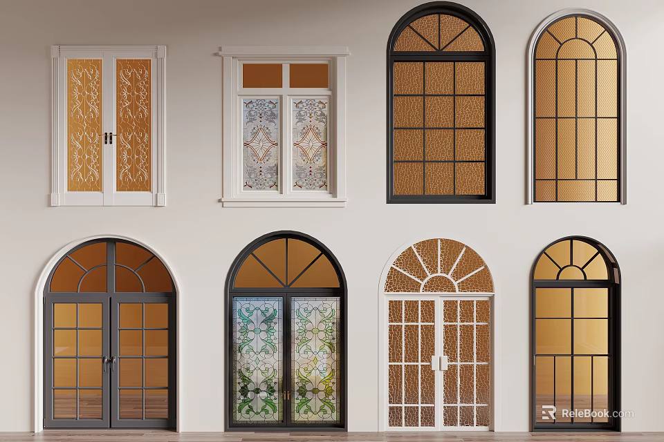 Different Types Of Floor To Ceiling Windows With Unique Designs 3d model 