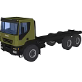 Green Heavy Duty Functional Truck with Large Off Road Tires and Flatbed Chassis Platform