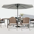 Modern Outdoor Table and Chair Set with Woven Design Chairs and Large Umbrella