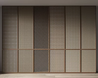 Modern Wardrobe Interior Design With Intricate Geometric Grid Panel Patterns 3d model