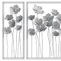 Three Panel Metallic Flower Wall Decor With Beige Frames And Elegant Design 3d model
