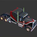 Gray Red And White Heavy Duty Truck 3D Model With Cab And Exhaust Pipes