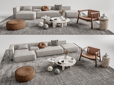 Modern sofa coffee table combination 3d model