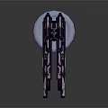 Futuristic Sci Fi Weapon With Advanced Metallic Design Blue Orange Lights On Blue Glowing Base