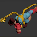 Game and Movie Character With Blonde Pigtails Blue Bodysuit Lightning Patterns Red Gloves And Boots