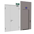 Modern Swing Door For Emergency Exit With Steel Construction And EXIT Sign