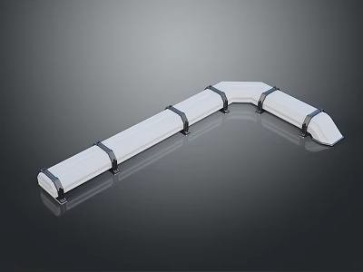 Flexible White Curved Equipment With Modular Structure And Metal Support Brackets 3d model