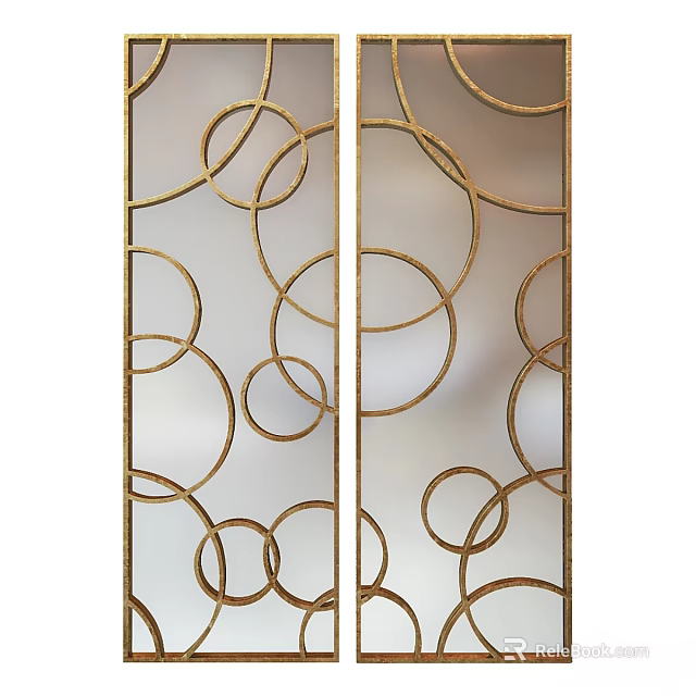 Decorative Gold Circular Pattern Mirrors With Elegant Design For Home Decor 3d model 