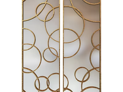 Decorative Gold Circular Pattern Mirrors With Elegant Design For Home Decor 3d model