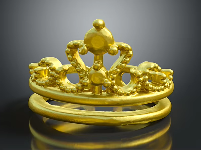 Elegant Golden Crown Jewelry With Intricate Designs And Shiny Finish 3d model