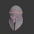 Ancient Medieval Weapon Silver Helmet With Golden Ornate Engravings And Metallic Finish