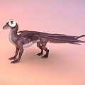 Standing Mythical Flying Animal Dragon With Horned Head Winged Dark Brown White Body