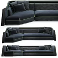 Modern Black Sectional Sofa With Plush Cushions And Stitching Details 3d model