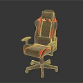 Ergonomic Gray And Red Gaming Chair With Padded Seat Adjustable Armrests And Swivel Base