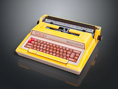 Vintage Smith Corona Electra 210 Yellow Typewriter with Retro Keyboard Classic Design 3d model