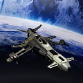Spaceship Flying Near Earth With Blue Planet View In Space 3d model