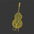 Golden Shiny Musical Instrument Decorated with Artistic Painting Supplies on Display Stand