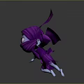 Cute Purple Hooded Cartoon Character With Flowing Scarf In Flying Pose