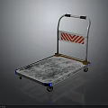 Durable Hardware Tool Platform Cart with Metal Frame Blue Wheels and Red White Striped Handle