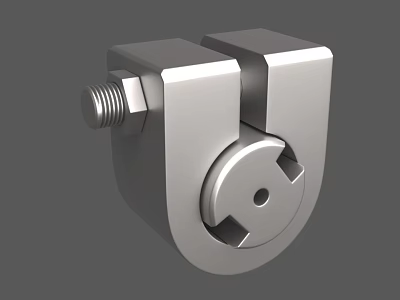 Silver Metal Mechanical Clamp With Bolt Square Blocks And Circular Holes 3d model