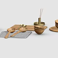 Wooden Tableware Set Including Spoons Bowls Plates And Cutting Board