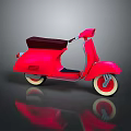 Vintage Red Scooter With Black Seat And White Rims On Reflective Surface Design
