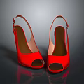 Red Open Toe High Heels With Ankle Strap For Women's Footwear
