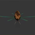 Insect with Green Transparent Wings and Brown Body on Reflective Surface
