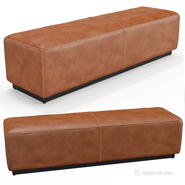 Brown Leather Single Chair With Black Base And Modern Two Piece Upholstered Design 3d model 