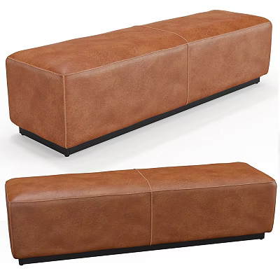 Brown Leather Single Chair With Black Base And Modern Two Piece Upholstered Design 3d model
