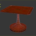 Stylish Red Furniture Table With Square Top And Conical Base Design