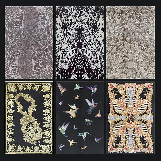 Square Rugs With Various Decorative Patterns And Intricate Designs For Home Decor 3d model