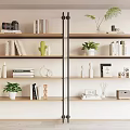 Modern Home Decorative Shelving Unit With Metal Frame Wooden Shelves Books Potted Plants And Decor Items