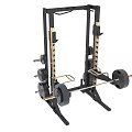 Home Gym Power Rack With Weight Plates And Barbell For Strength Training