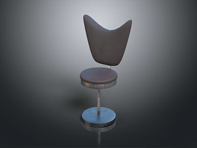 Modern Bar Stool With Leather Seat Curved Backrest And Metal Base Design 3d model