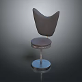 Modern Bar Stool With Leather Seat Curved Backrest And Metal Base Design