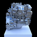 Highly Detailed Automotive Engine With 3D Rendered Mechanical Metal Components