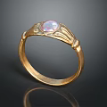 Gold Ring With Pink Opal Stone And Intricate Decorative Details 3d model