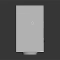 Cartoon Scene of White Room With Built-in Microwave Cabinets Circular Metal Mesh And Control Panel